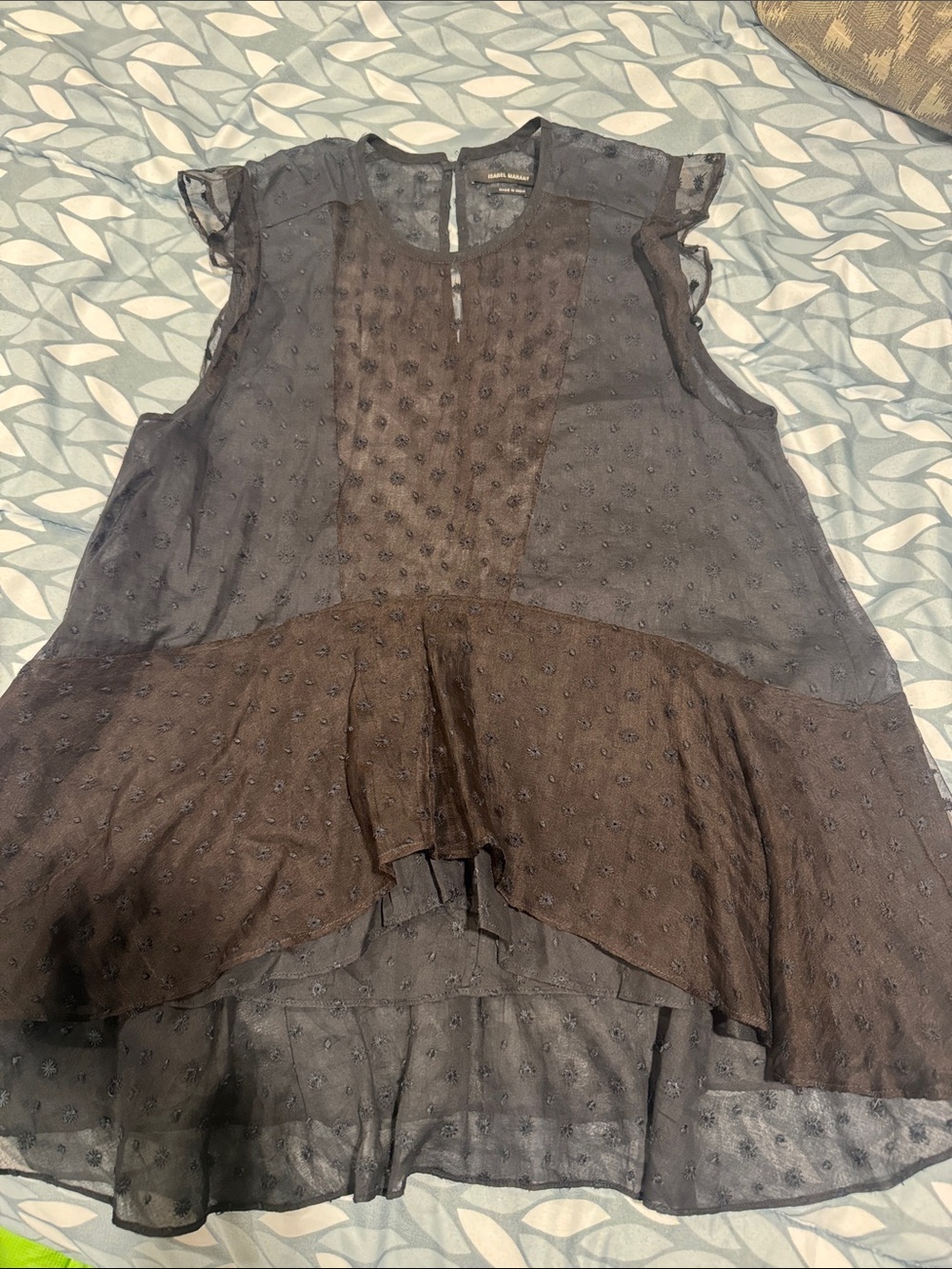 Isabel Marant Black Sheer Embroidered Flowy Tank Blouse Size 34 - Picture 9 of 9